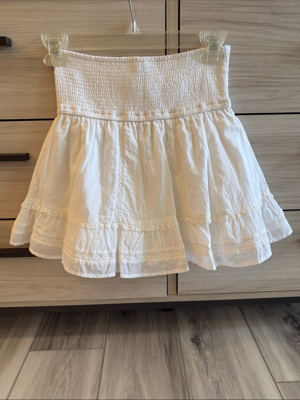 Abercrombie & Fitch White Smocked Waist Skirt